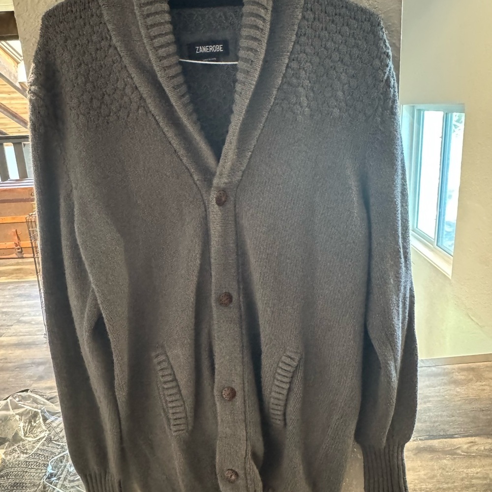 Zanerobe Men's Charcoal Cardigan Sweater